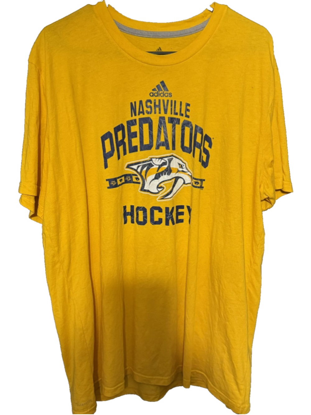 Nashville Predators Yellow Adidas T Shirt Men's Size XXL